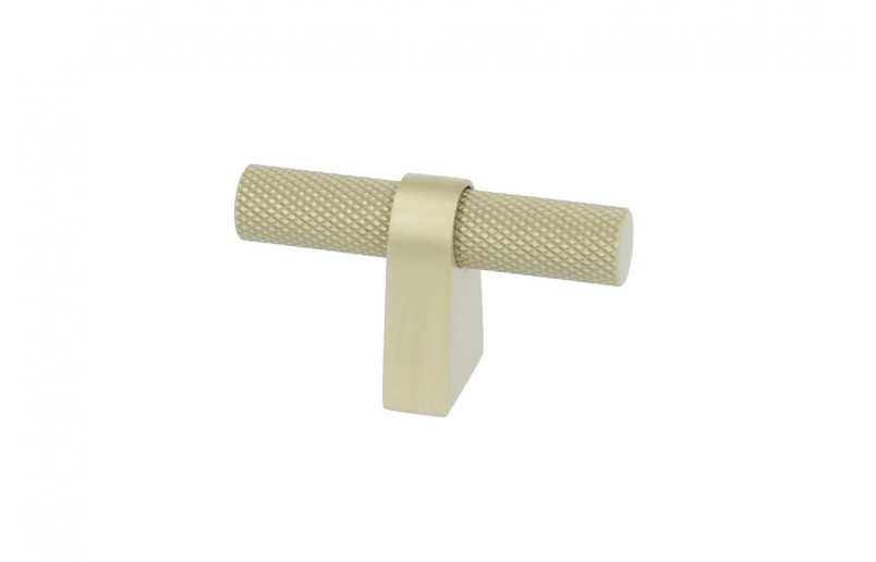 Staafknop met ribbel mat goud 60 mm
