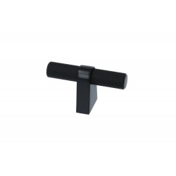 Staafknop lux met ribbel mat zwart 60 mm
