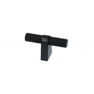 Staafknop lux met ribbel mat zwart 60 mm