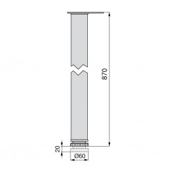 Tafelpoot zilver 870 mm rond ø 60 mm