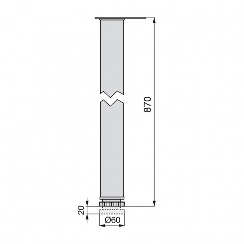 Tafelpoot zilver 870 mm rond ø 60 mm