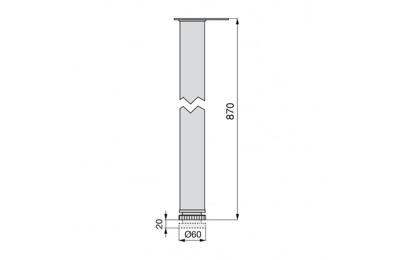 Tafelpoot zilver 870 mm rond ø 60 mm