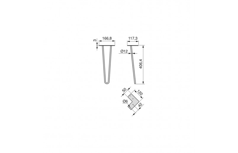 Salontafelpoten zwart met 2 staven 400mm, set á 4 stuks