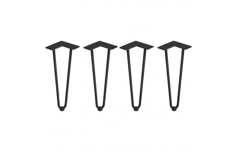 Salontafelpoten zwart met 2 staven 400mm, set á 4 stuks