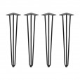 Tafelpoten zwart met 3 staven 710 mm, set á 4 stuks