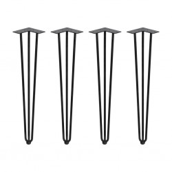 Tafelpoten zwart met 3 staven 710 mm, set á 4 stuks