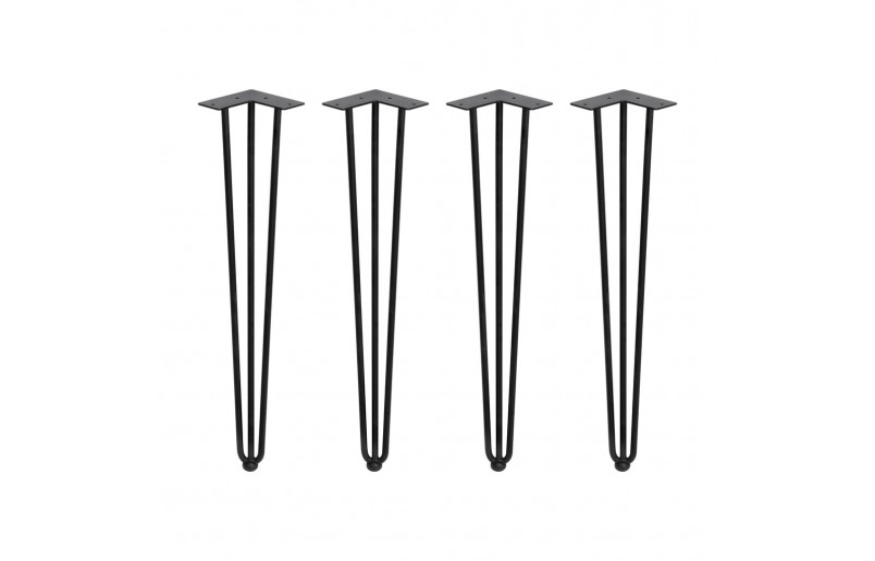 Tafelpoten zwart met 3 staven 710 mm, set á 4 stuks
