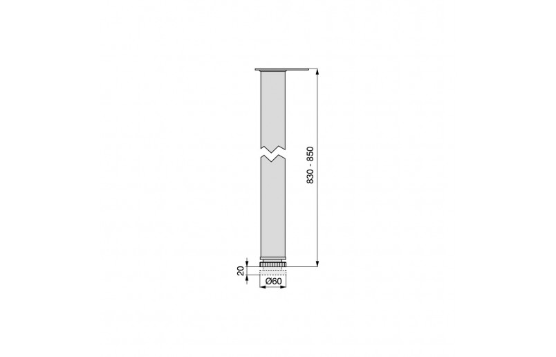Tafelpoot zwart 830mm rond ø 60 mm