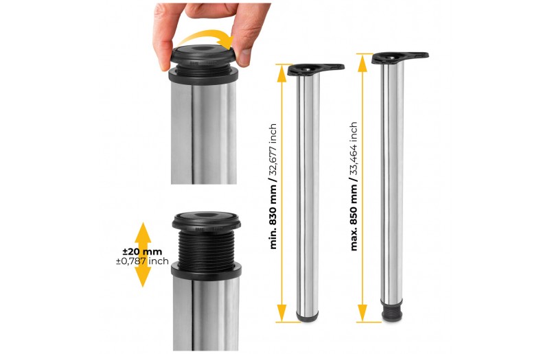 Tafelpoot chroom 830mm rond ø 60 mm