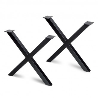 Tafelpoten kruis zwart 695 mm hoog, breedte 697 mm, set á 2 stuks