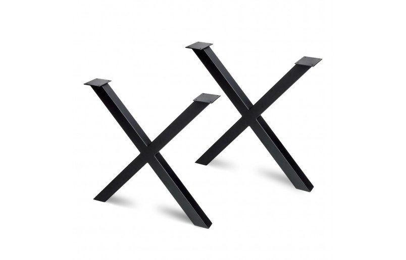 Tafelpoten kruis zwart 695 mm hoog, breedte 697 mm, set á 2 stuks