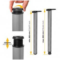 Tafelpoot grijs 830mm rond ø 60 mm