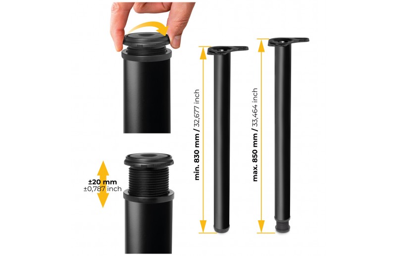 Tafelpoot zwart 830mm rond ø 60 mm