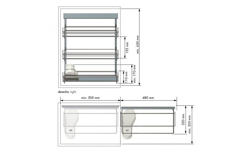 Uittrekbaar opbergrek met 3 etages