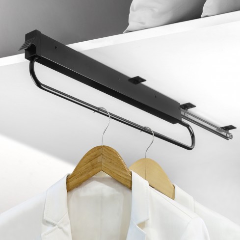Garderobestang uittrekbaar zwart XXL 800 mm 