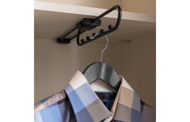 Garderobestang uittrekbaar zwart in 3 afmetingen