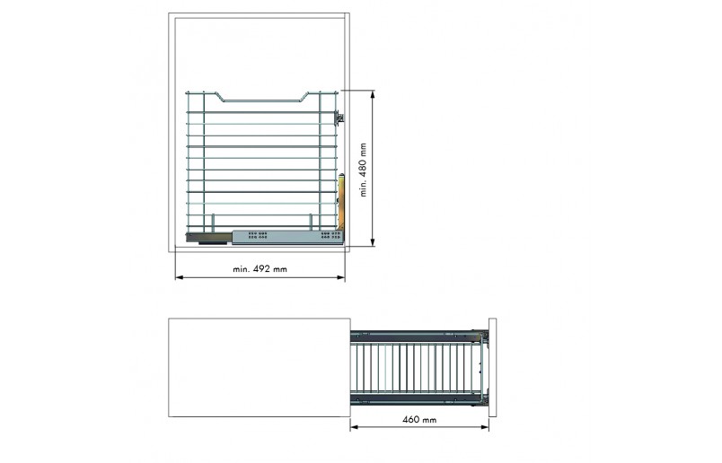 Wasmand staal antraciet voor frontmontage