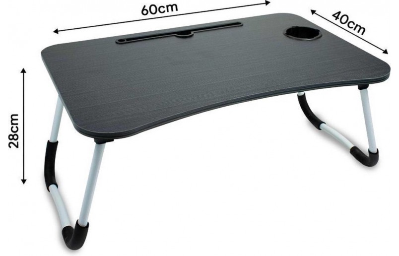 Opvouwbare Laptoptafel zwart – Stevige bedtafel – klaptafel met tablethouder