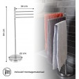 Handdoekrek chroom, rond staand model met 3 draaibare armen.