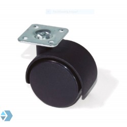 Meubelwiel hard met plaat 65mm hoog