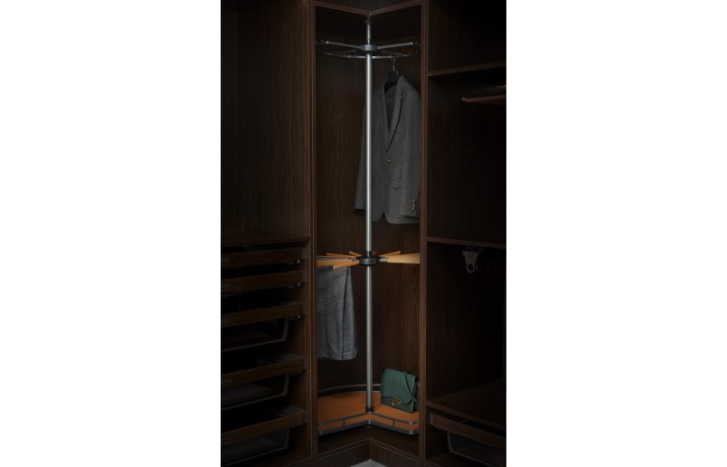 Luxe antraciet/oranje kleding rek draaicarrousel voor hoekkasten