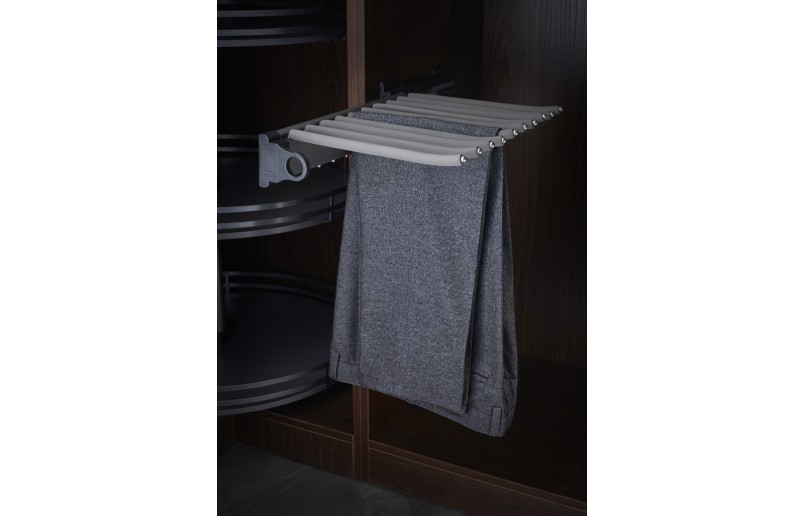 Luxe uittrekbare antraciet pantalonhouder  zijmontage met soft-close