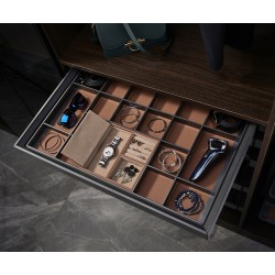 Luxe uittrekbare antraciet/oranje sieradenlade  met soft-close