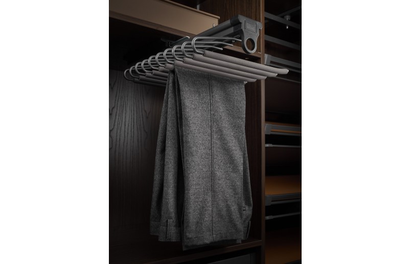 Luxe uittrekbare antraciet pantalonhouder met soft-close