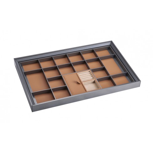 Luxe uittrekbare antraciet/oranje sieradenlade  met soft-close