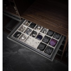 Luxe uittrekbare antraciet sieradenlade - juwelenbox met soft-close