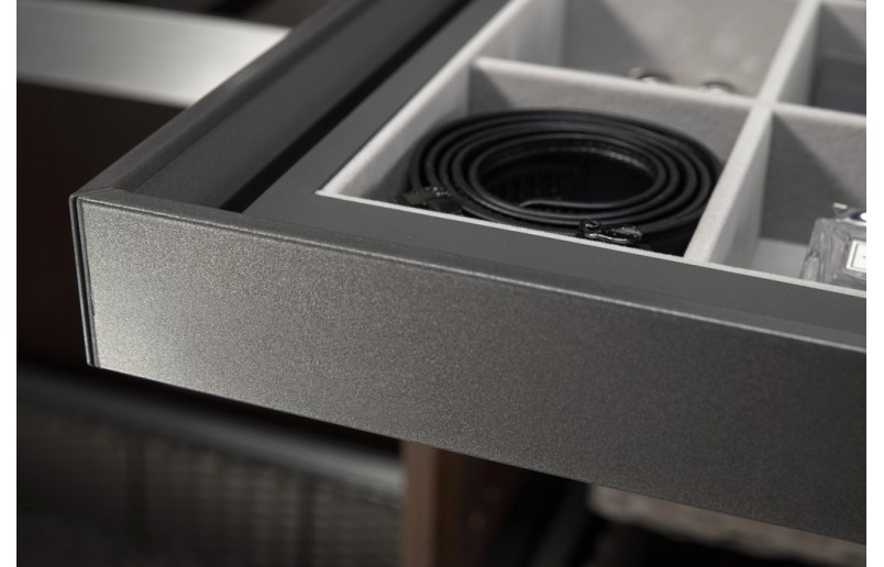 Luxe uittrekbare antraciet sieradenlade - juwelenbox met soft-close