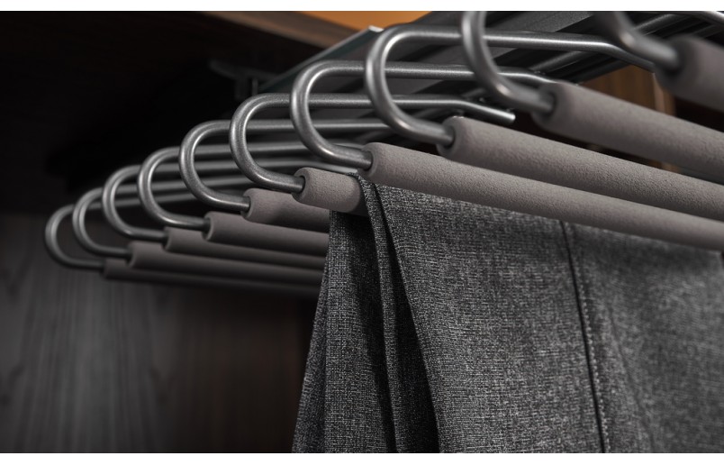 Luxe uittrekbare antraciet pantalonhouder met soft-close