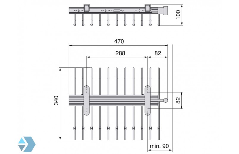 Uittrekbaar pantalonrek chroom voor 11 pantalons - BRET11AS