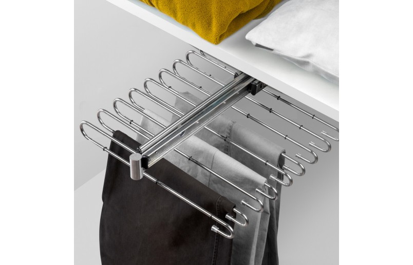 Uittrekbaar pantalonrek chroom voor 11 pantalons - BRET11AS
