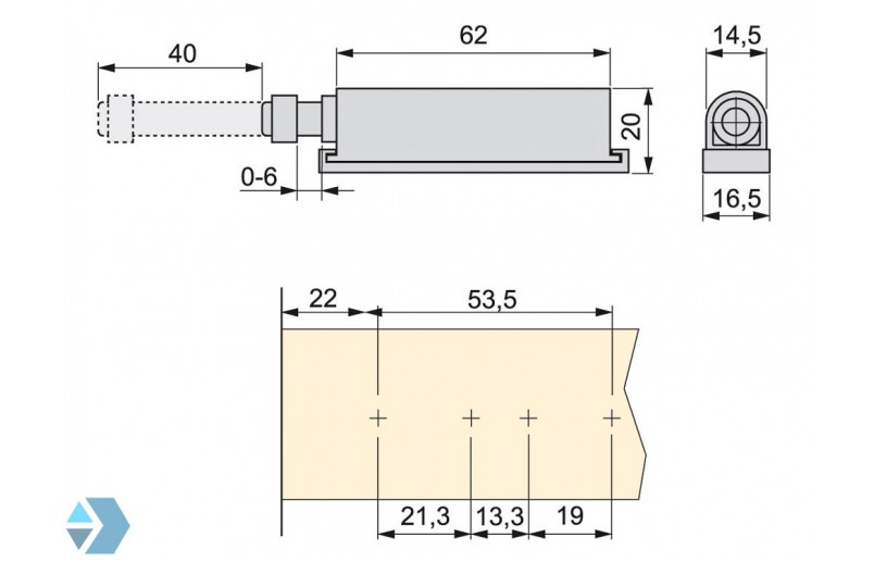 Push-to-open druksnapper met magneet - PTO40M