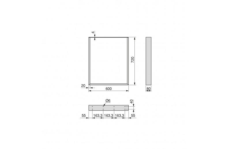 Tafelpoten zwart 720 mm hoog, breedte 600 mm, set á 2 stuks
