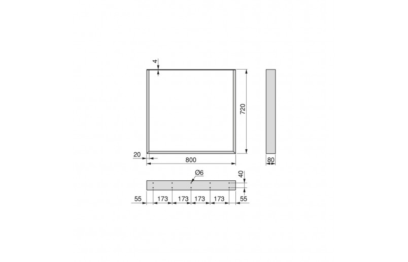 Tafelpoten zwart 720 mm hoog, breedte 800 mm, set á 2 stuks