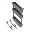 Uittrekbaar potten- en flessenrek met 3 plateaus voor keukenkasten met breedte 150 mm