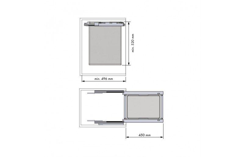 Stoffen uittrekbare wasbare wasmand/wassorteerder 40+40 liter voor kastfront 600 mm